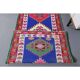 1970s Vintage Turkish Hand-Knotted Wool Cotton Blue Runner Rug 83x364