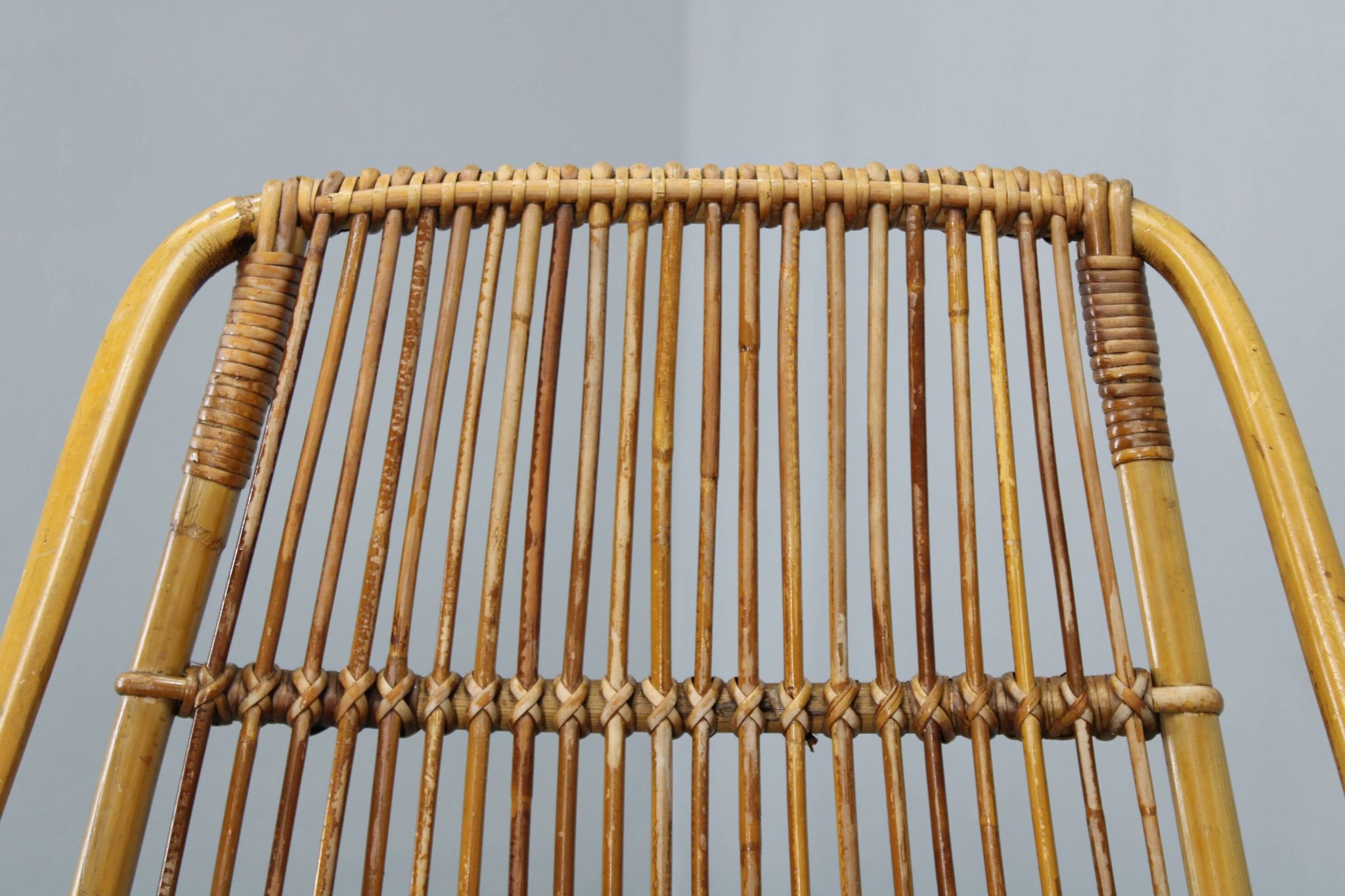 Rare pair of Alan Fuchs for ULUV rattan lounge chairs, Czechoslovakia, 1960s