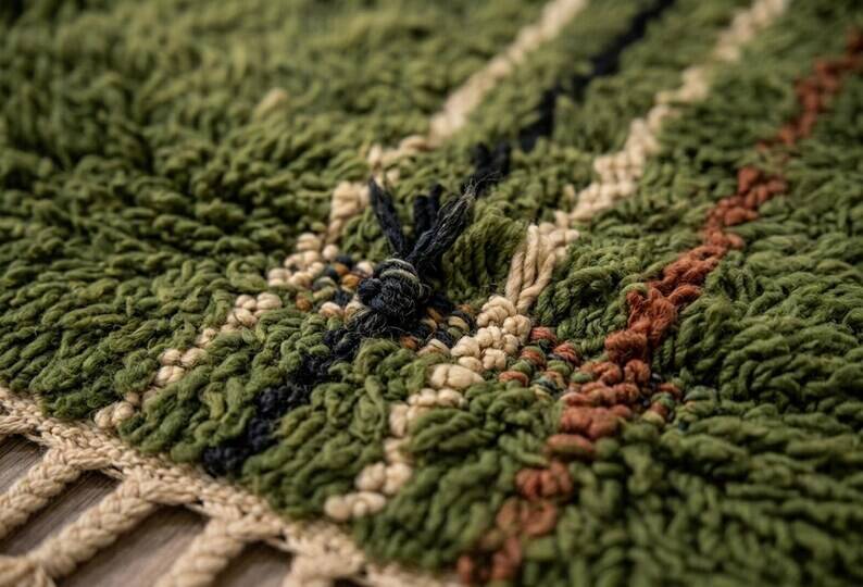Custom Green Moroccan Carpet 200cmx300cm