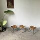 Set trois tabourets osier et métal Raoul Guys