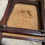 4 cane-seated solid wood folding chairs to be repaired.