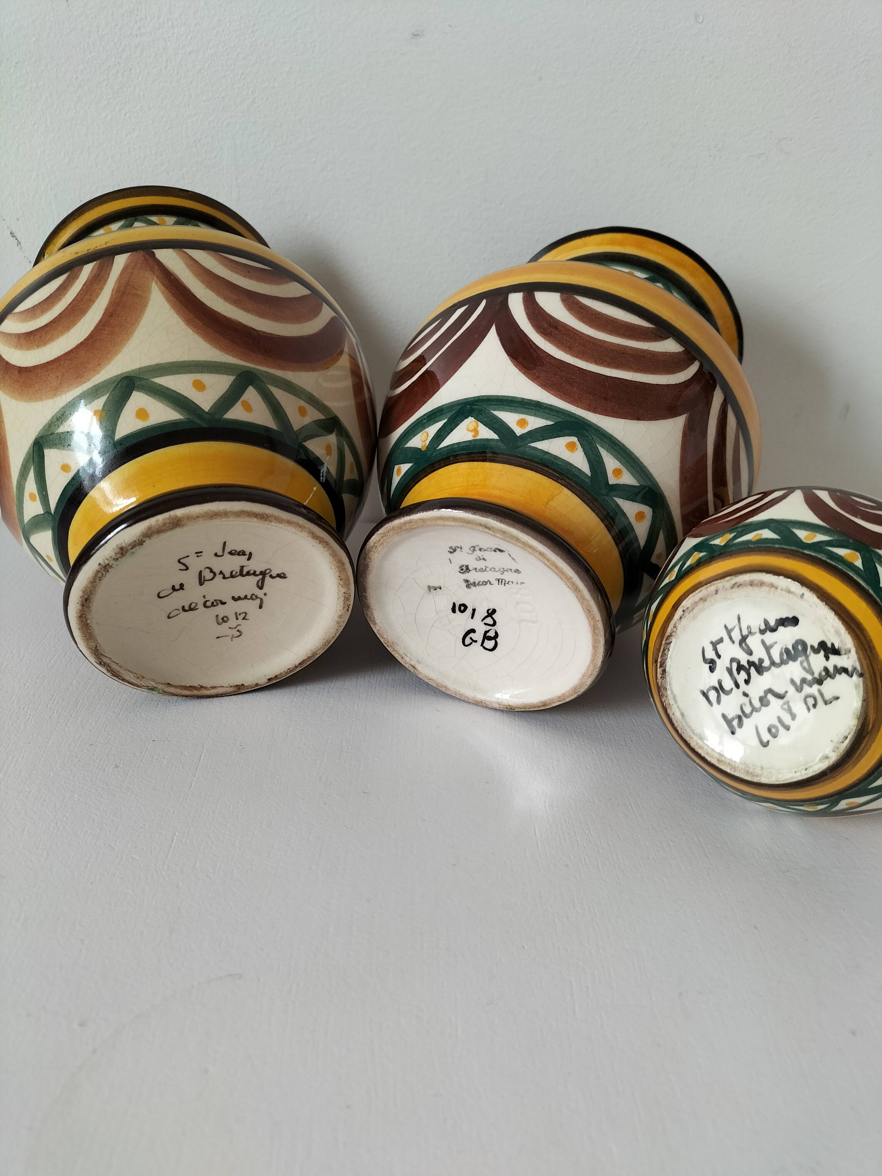 Trio of Saint Jean de Bretagne vases