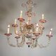 Venetian Rezzonico chandelier in colourless and red Murano glass, circa 1900.