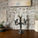 Candélabre ancien en étain – 5 branches – France, milieu XXᵉ siècle