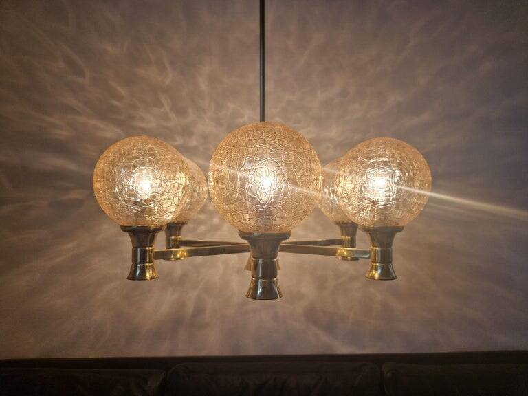 Mid-Century Brass Sputnik Chandelier, Germany, 1970s