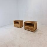 Bamboo and Rattan Pair of Bedside Tables Nightstands by Dal Vera, Italy 1970s