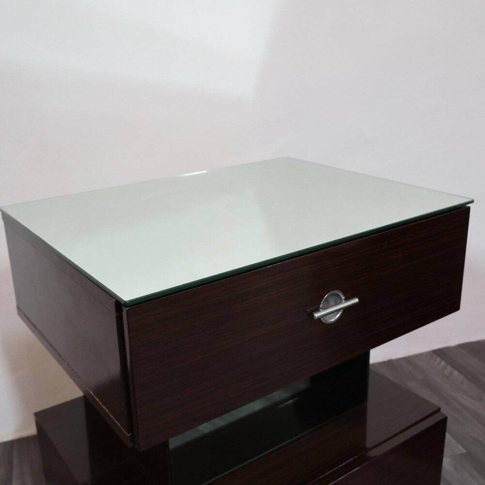 Macassar ebony bedside tables, cubic design, 1980s, set of 2.