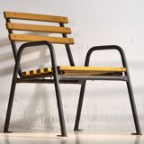 Anciennes chaises de jardin en fer jaune (c.1920). Ensemble de 4 pièces #39