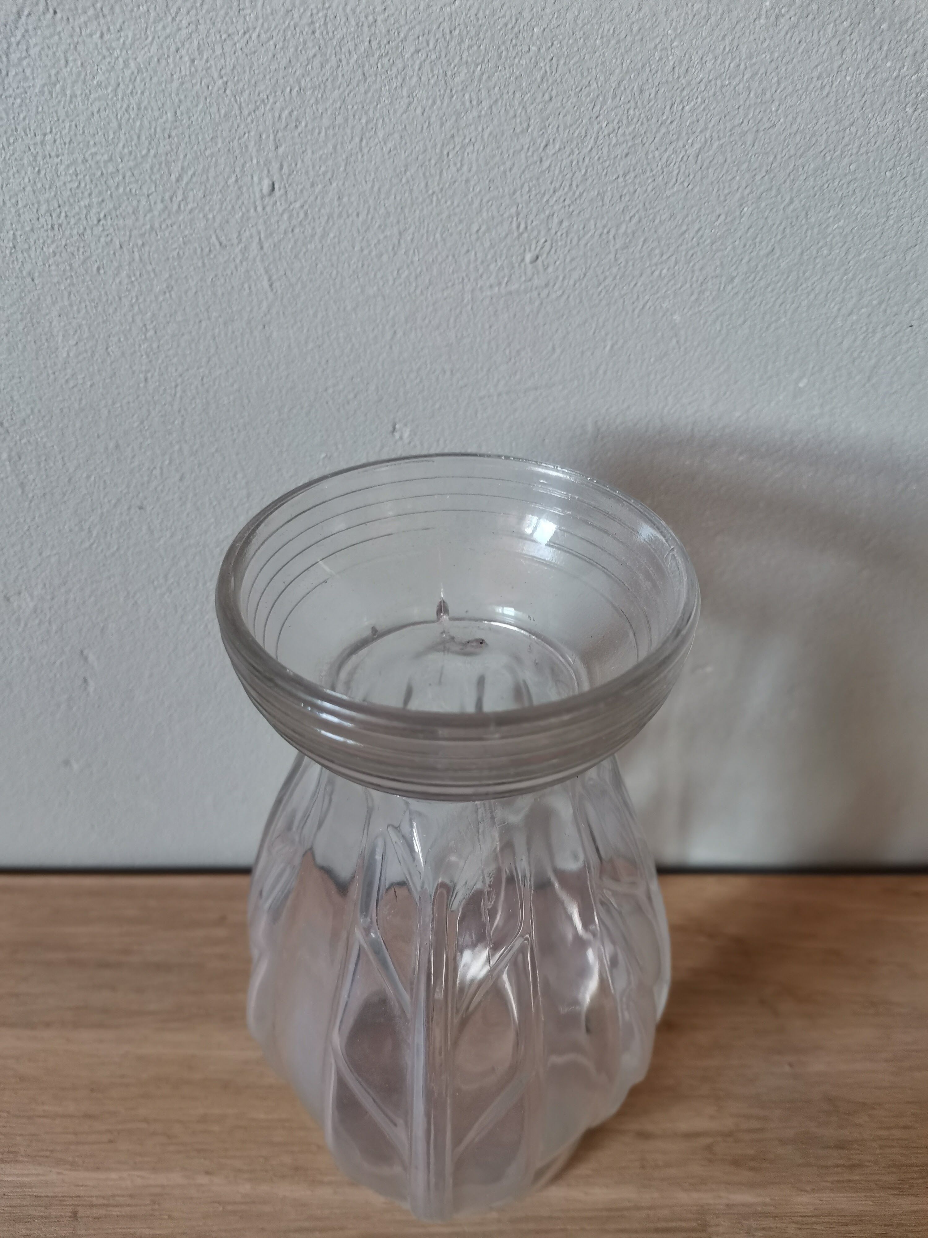 Vintage molded glass bulb vase leaf pattern
