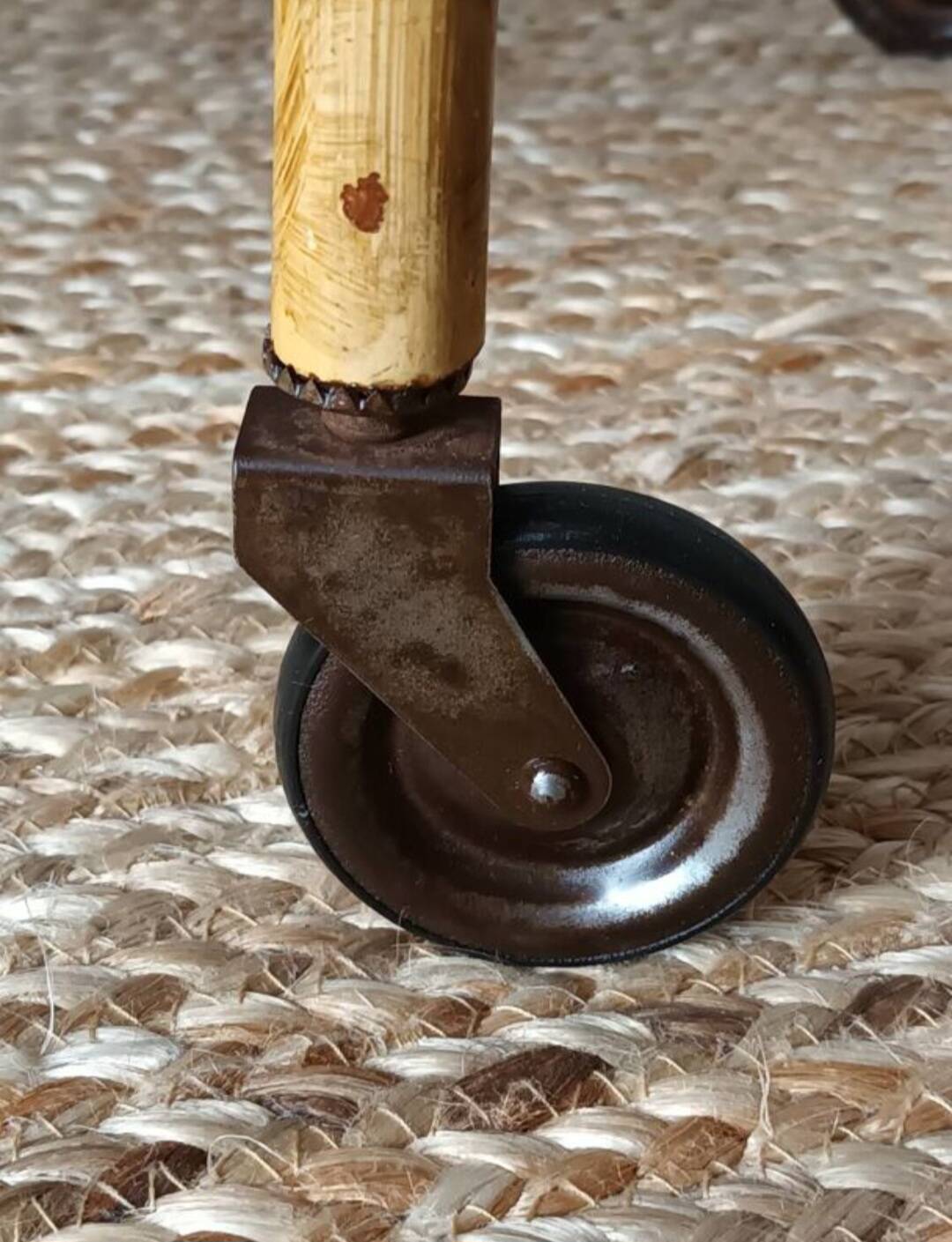 Vintage bamboo and rattan serving cart