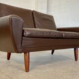 Canapé 2 places g. thams vintage rétro danois du milieu du siècle en cuir de coco des années 60