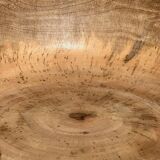 Quadripod chair with round seat and small back in natural monoxyl mango wood