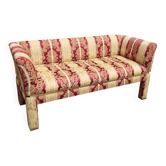 Two-Seater Sofa with Floral Fabric with Decorative Brass Edges, 1980s