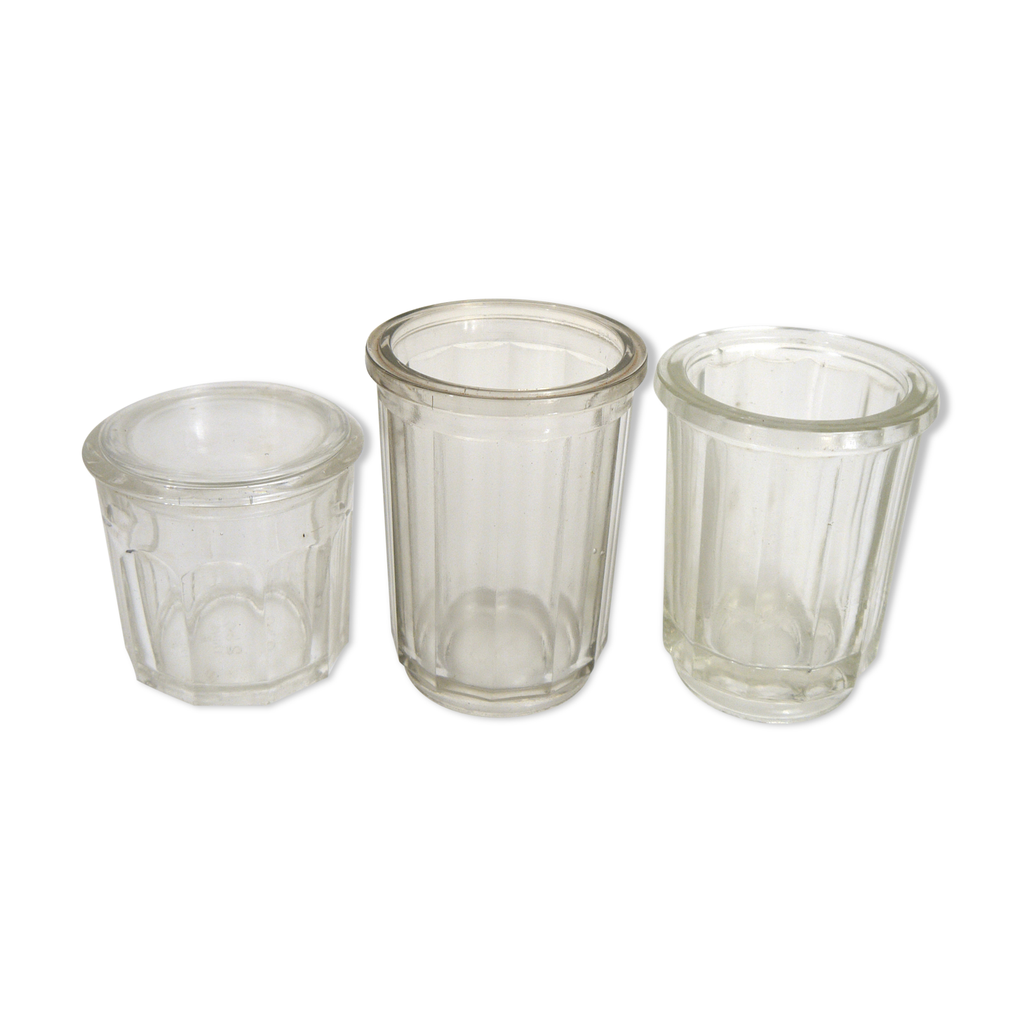 Lot of 3 thick glass jars