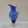 Ewer/pitcher, cobalt blue glass, enameled with flowers, 1950s-60s