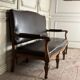Napoleon III style bench in carved walnut, synthetic leather circa 1880