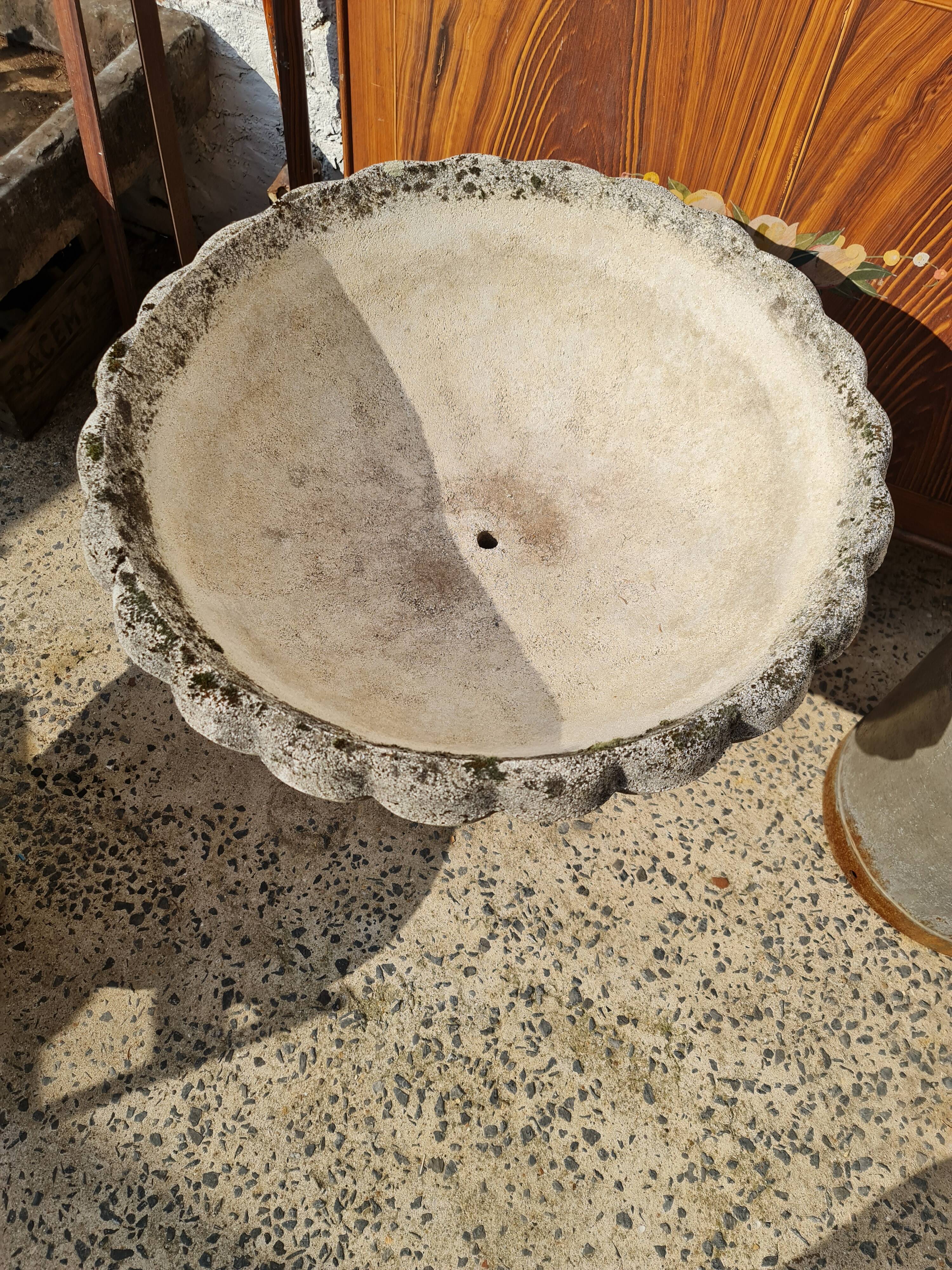 Old large basin concrete garden decoration