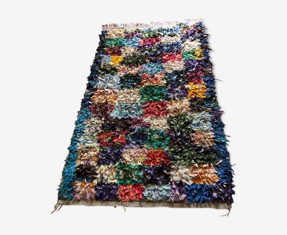 Tapis vintage 1970 boucherouite à carrés 190 x 120 cm
