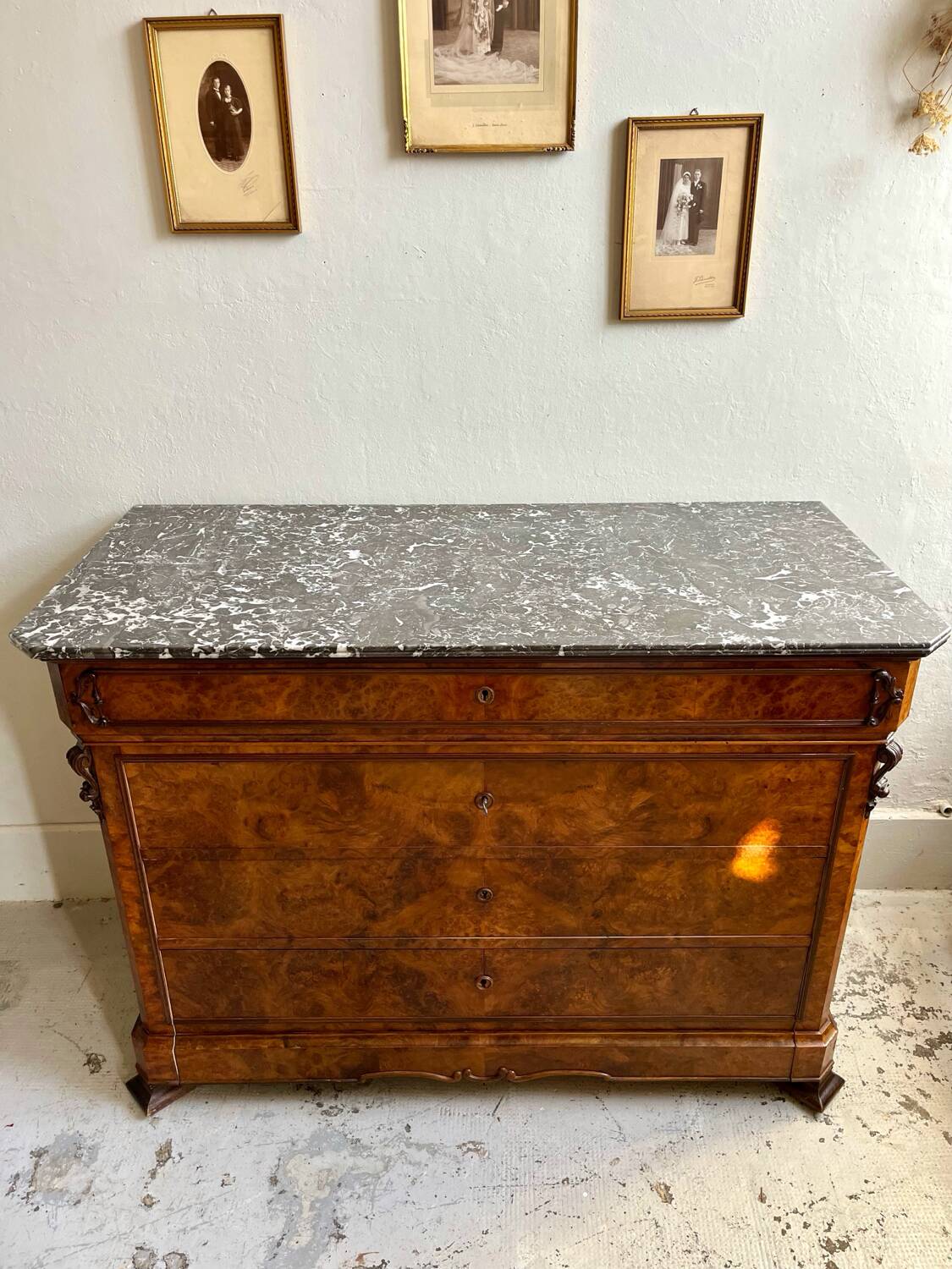 Antique walnut chest of drawers