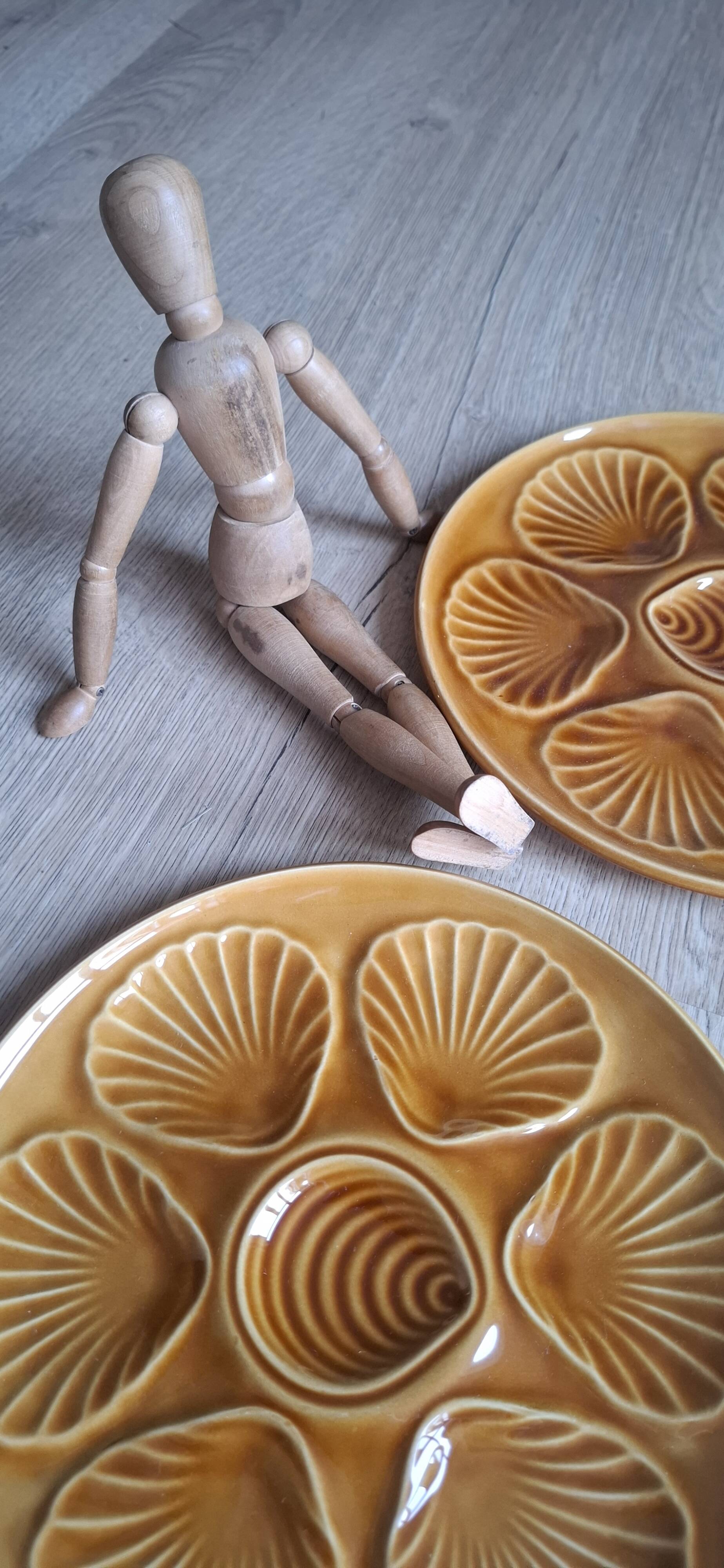 Set 6 assiettes à huitres marron