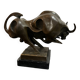 Bronze bull on marble base signed Milo
