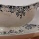 Gravy boat on foot in blue/green iron clay model "Mignon", H & Cie Sarreguemines