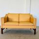 VINTAGE DANISH RETRO SKIPPER 2 PERSON SOFA IN BUTTERMILK LEATHER