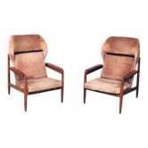 Set of Mid-Century Scandinavian Wingback Armchairs, Denmark, 1960s