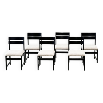 Set of six brutalist belgian dining chairs
