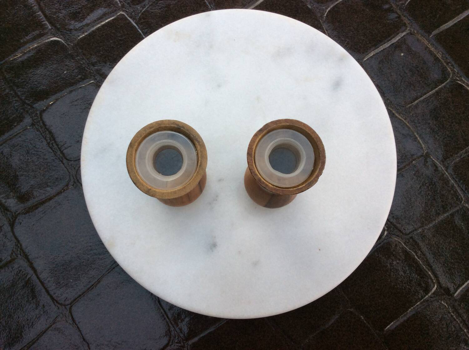 Olive wood pepper and salt shaker set