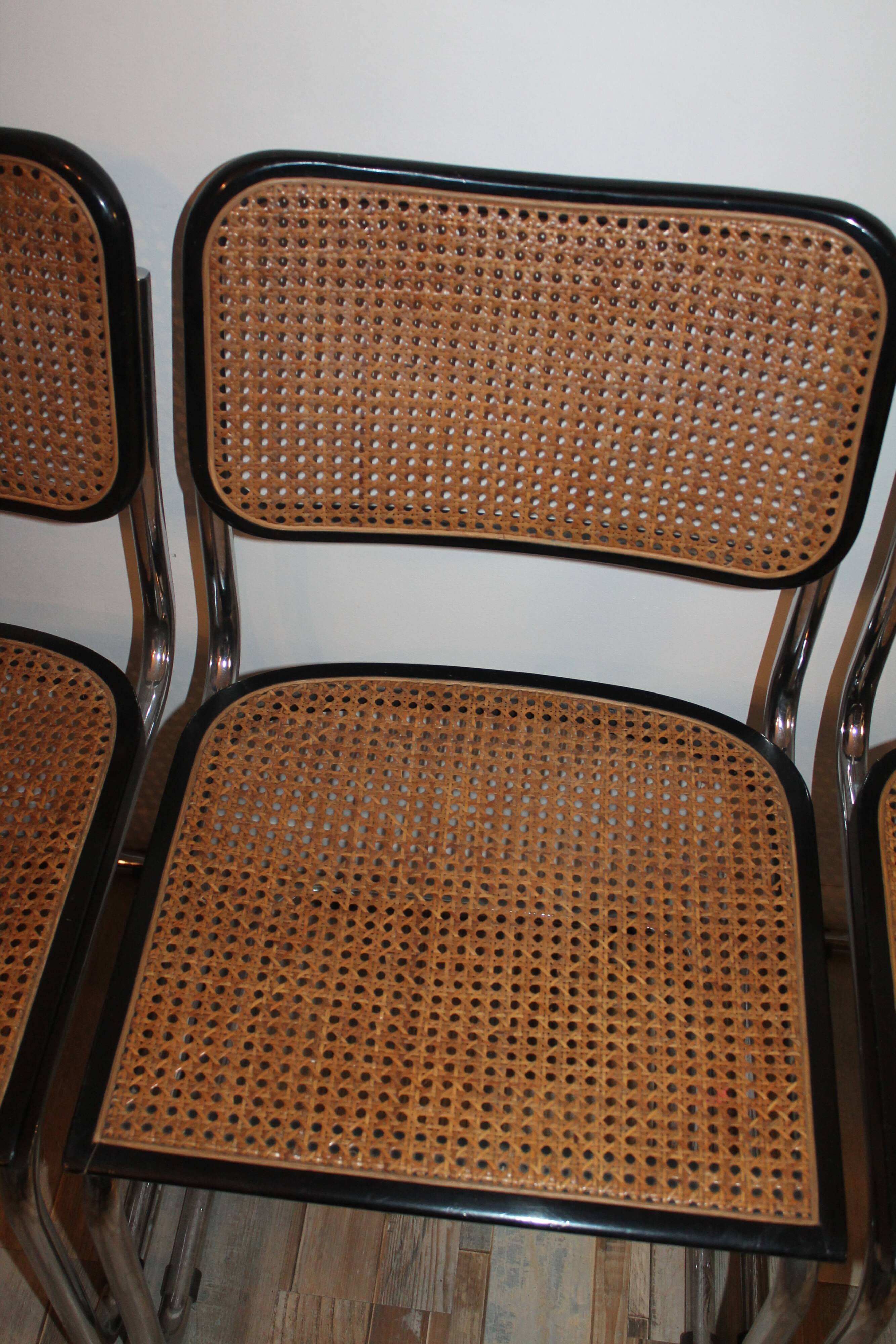 Lot de 4 chaises Marcel Breuer Cesca B32