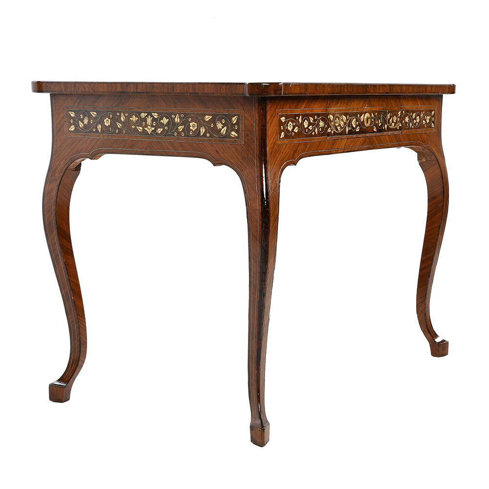 Writing table in ivory and precious wood marquetry