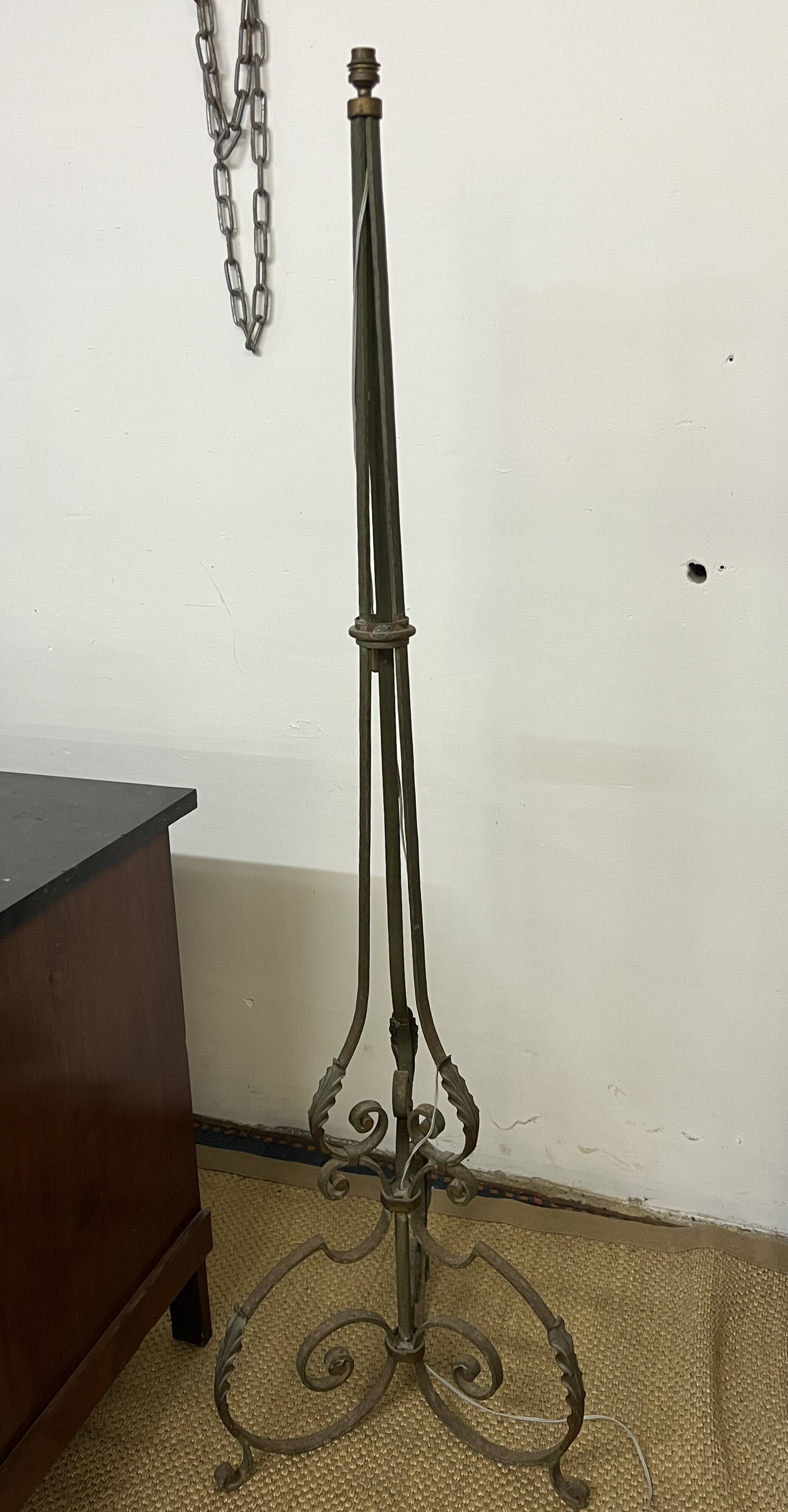 Art Deco wrought iron floor lamp base from the 1940s
