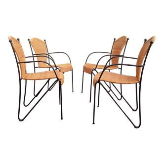 4 armrests wrought iron rattan