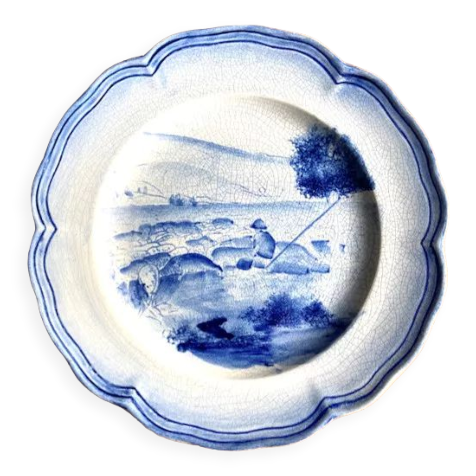 Assiette bleue "pêcheur"