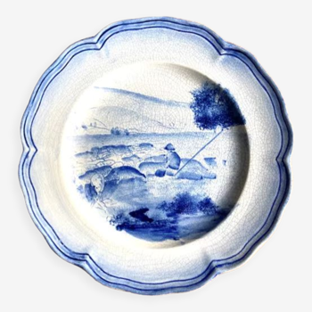 Assiette bleue "pêcheur"