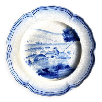 Assiette bleue "pêcheur"