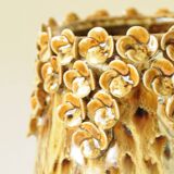 Amber Honey Ceramic Cache-Pot with Sculpted Floral Decor - Bohemian Style