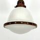Vintage Industrial chandelier in copper and milk glass. Italy 1950s