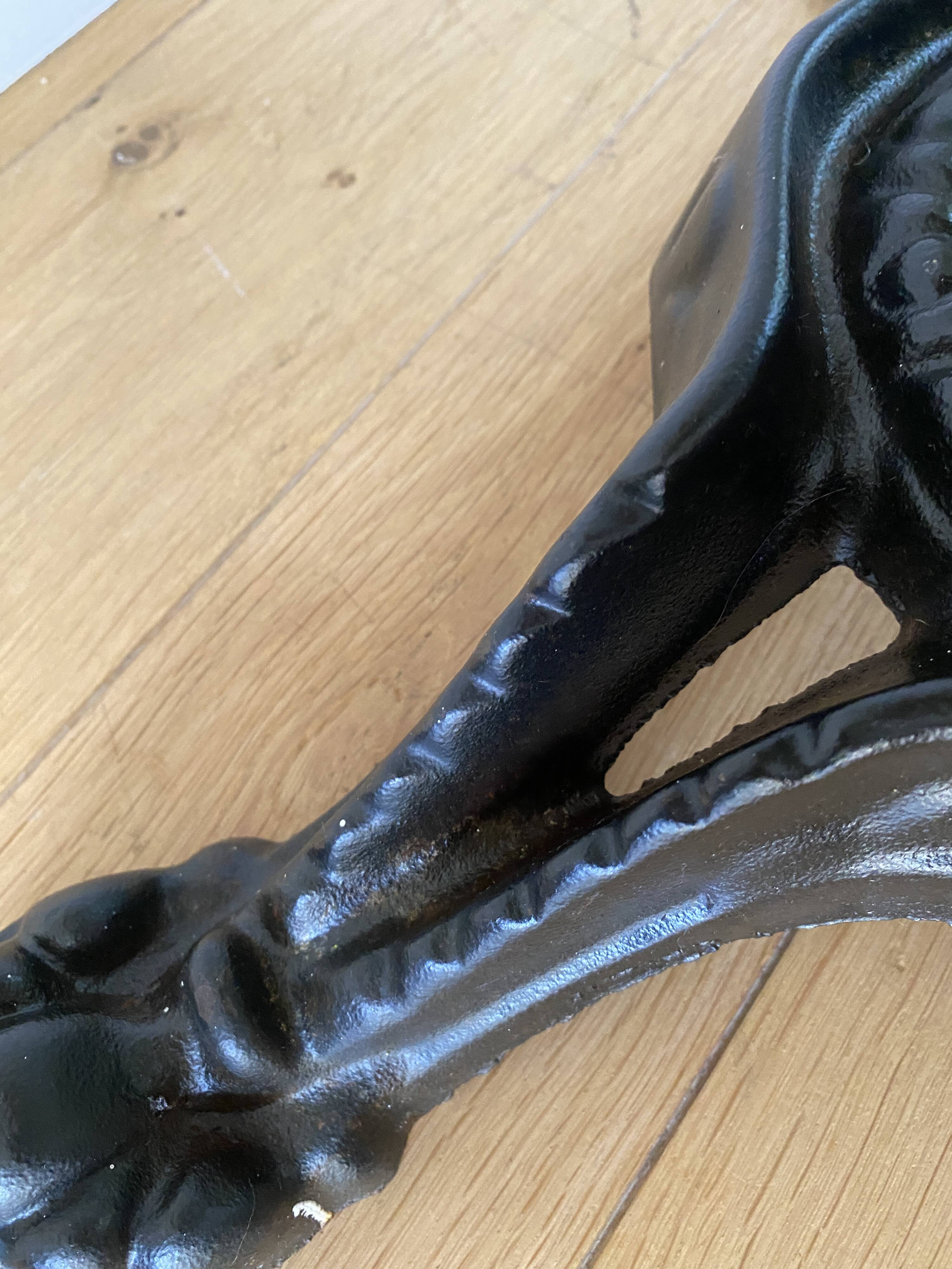 Bistro table, vintage side table, cast iron legs, imitation resin top