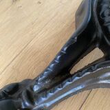 Bistro table, vintage side table, cast iron legs, imitation resin top