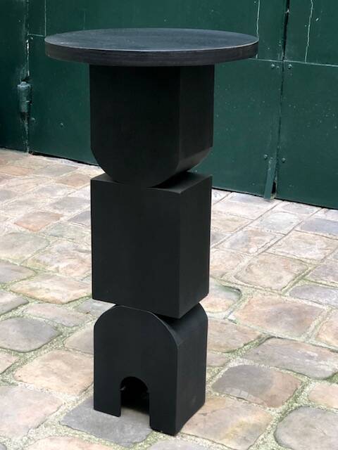 Sellette - Table d'appoint en bois teinté noir