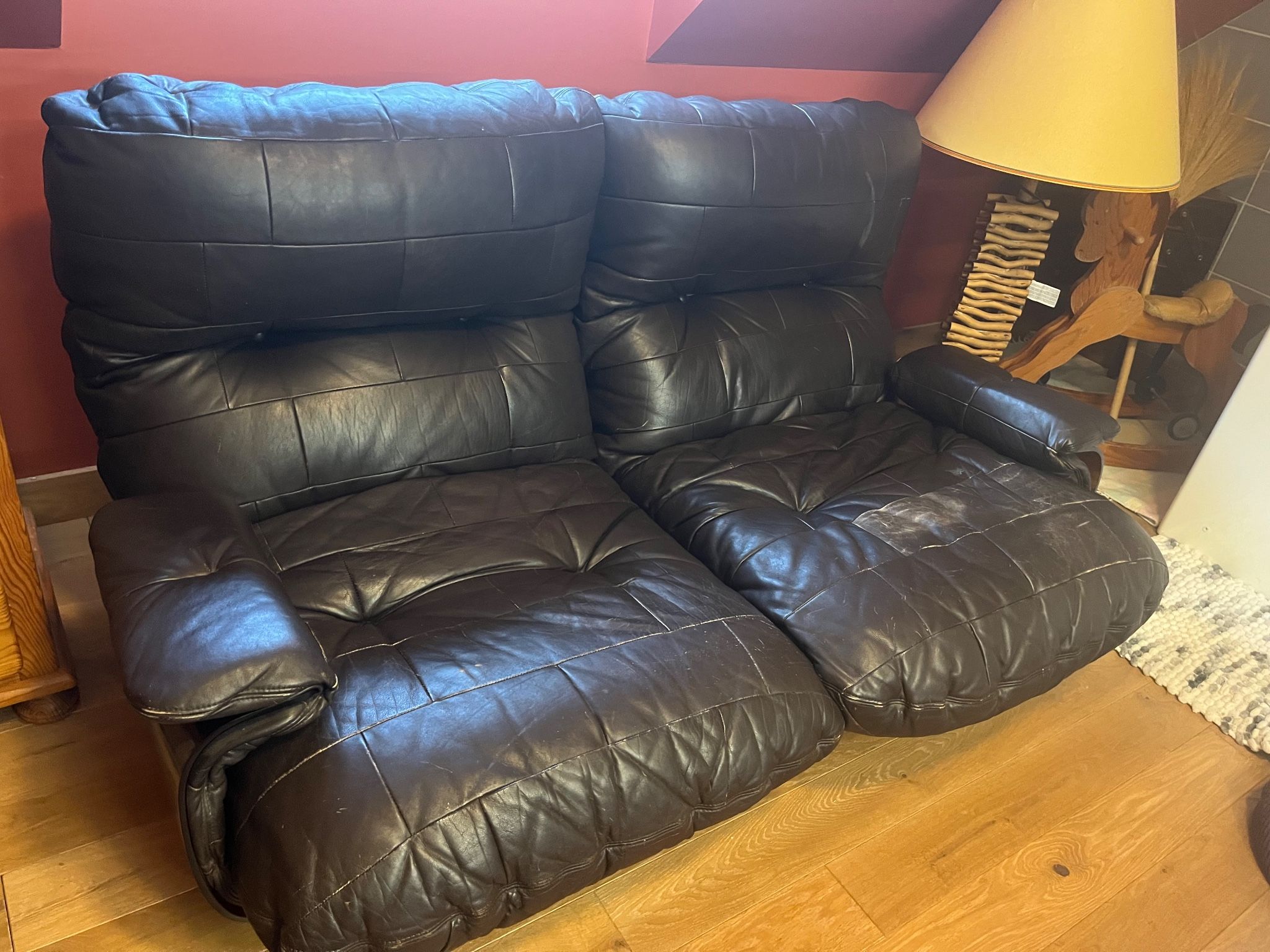 Marsala leather sofa Ligne Roset by Michel Ducaroy