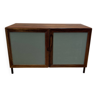 Rosewood and metal chest of drawers, 1950s design