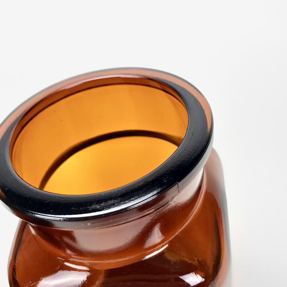 Pair of amber glass jars