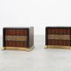Rare Set of nightstands by Luciano Frigerio 'Desirè' with brass relief, Ita