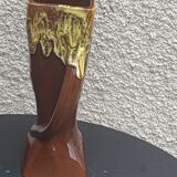 Vase en céramique émaillée flammée ocre design et vintage 1970