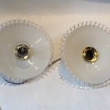 Duo of hanging lamps in opaline