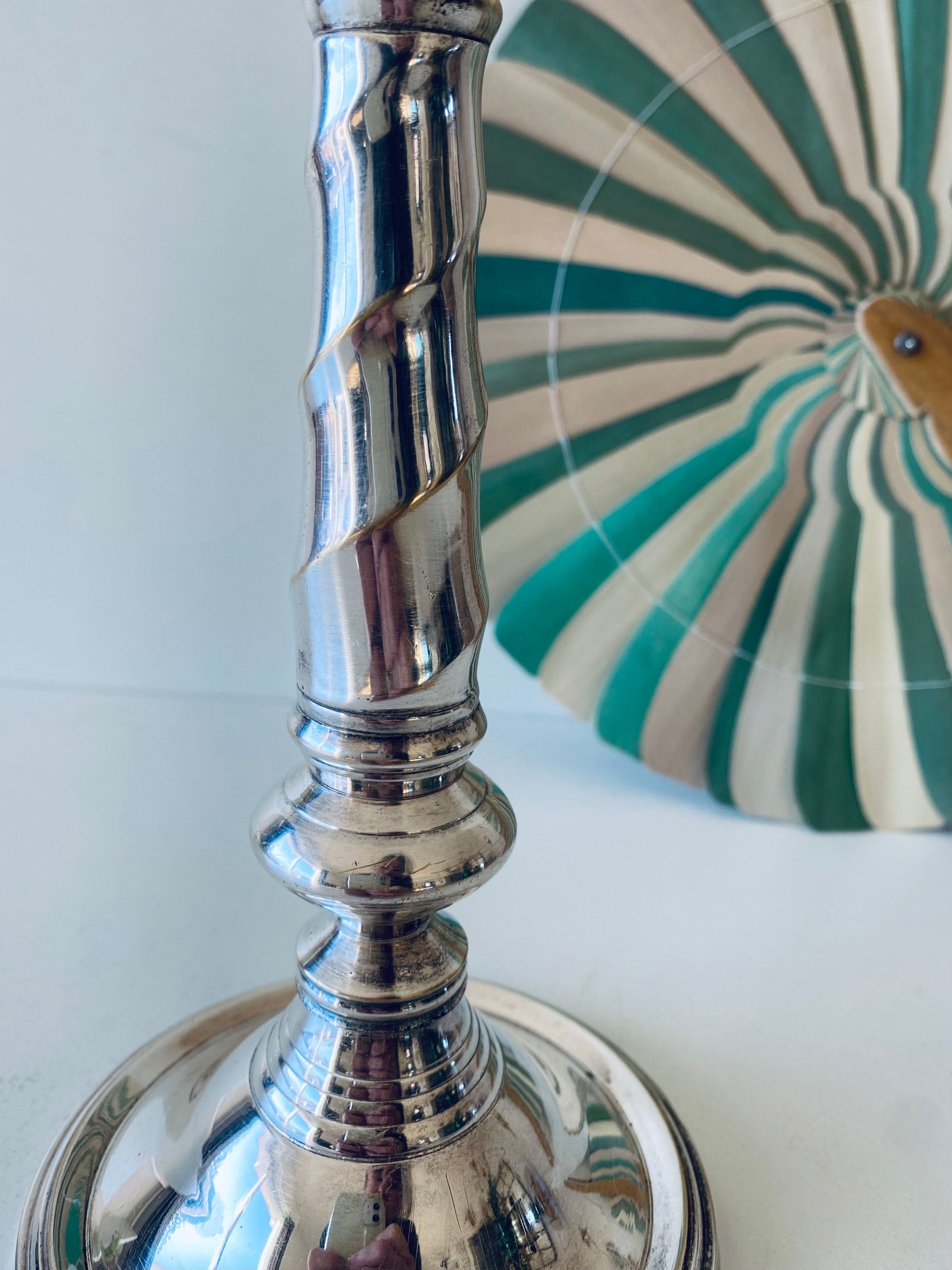 Twisted silver candle holder