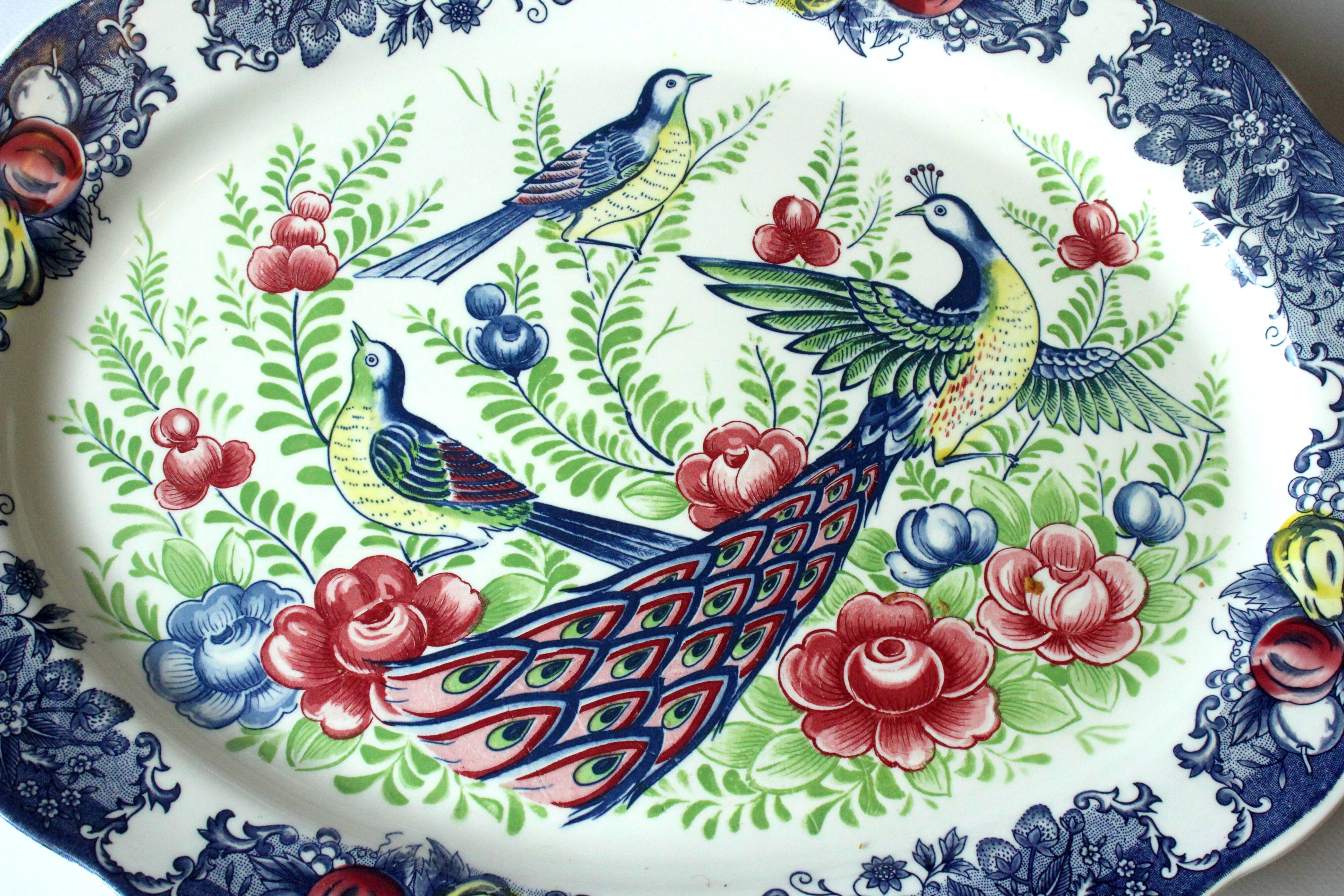 XL asian ceramic serving platter - made in Japan - Vintage